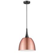 Acton Copper Shade Pendant Light In Matt Black