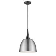 Acton Satin Nickel Shade Pendant Light In Matt Black