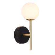 Dore Opal Glass Shade Wall Light In Gold And Black