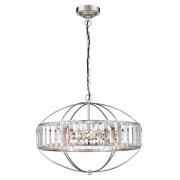 Flor Clear Crystal Shade Pendant Light Oval In Satin Nickel