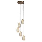 Cyclone 5 Light Champagne Glass Pendant Light In Bronze