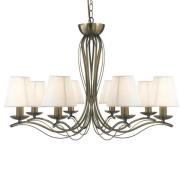 Andretti 8 Light Ivory Fabric Pendant Light In Antique Brass