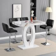 Halo Milo Marble Effect Bar Table With 4 Candid Black Stools