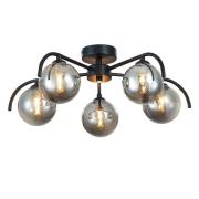 Otley 5 Light Smoked Globe Pendant Light In Matt Black