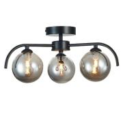 Otley 3 Light Smoked Globe Pendant Light In Matt Black