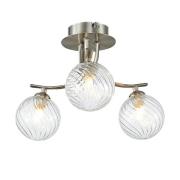 Kettlewell 3 Light Glass Shade Flush Light In Satin Nickel