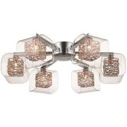 Holland 6 Light Clear Glass Flush Light In Copper And Chrome