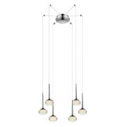 Lola LED 6 Light Ridged Glass Pendant Light In Chrome