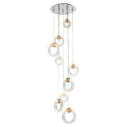 Linton 9 Light Glass Shade Pendant Light In Chrome And Gold