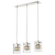 Leyton 3 Light Clear Glass Bar Pendant Light In Chrome