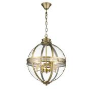 Victoria Glass Shade Pendant Light Large In Antique Brass