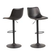 Ogden Matt Black Leather Bar Stools In Pair