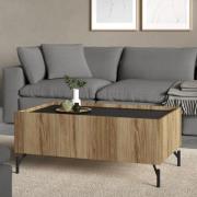 Krum Wooden Coffee Table With 2 Drawers In Oak And Black