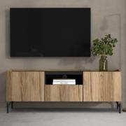 Krum Wooden TV Stand With 2 Doors 1 Drawer In Oak And Black