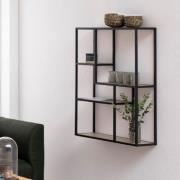 Sparks Wooden Wall Shelf With 4 Shelves In Sonoma Oak And Black