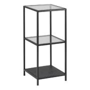 Sparks Clear Glass Bookcase With 2 Shelves And Black Metal Frame