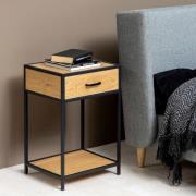 Sparks Wooden Bedside Cabinet With 1 Door In Oak And Black