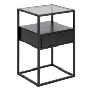 Regina Wooden Bedside Cabinet With Metal Frame In Black