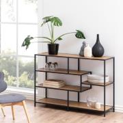 Sparks Wooden Bookcase Wide With 4 Shelves In Oak And Black