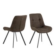 Walker Anthracite Fabric Dining Chairs With Black Legs In Pair