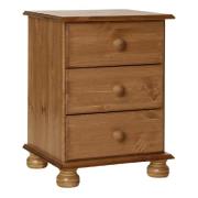 Copenham Wooden Bedside Cabinet With 3 Drawers In Pine