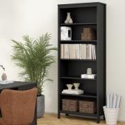 Macron Wooden Bookcase With 5 Shelves In Black