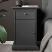 Paroya Wooden Bedside Cabinet With 1 Door 1 Drawer In Matt Grey