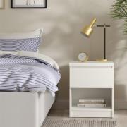 Nakou Wooden Bedside Cabinet With 1 Drawer 1 Shelf In White