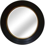 Akron Round Convex Bedroom Wall Mirror In Black Frame