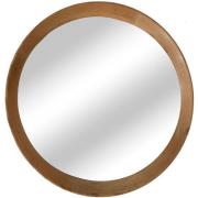 Avila Round Bedroom Wall Mirror In Oak Frame