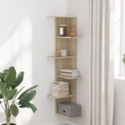 Ravena Wooden Corner Wall Shelf With 5 Shelves In Sonoma Oak