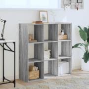 Gilford Wooden Bookcase With 9 Compartments In Grey Sonoma