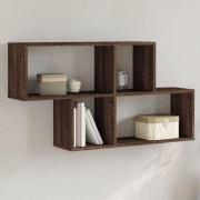 Kinston Wooden Wall Shelf With 4 Shelves In Brown Oak