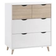 Selkirk Wooden Chest Of 4 Drawers In Matt White And Oak