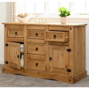 Central Wooden Sideboard With 2 Doors 5 Drawers In Oak