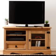 Central Wooden TV Stand With 1 Door 1 Drawer In Oak