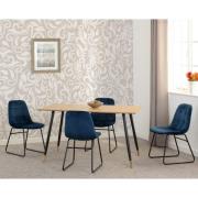 Hanover Oak Wooden Dining Table With 4 Lyster Blue Chairs