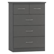 Mack Wooden Chest Of 5 Drawers In Grey