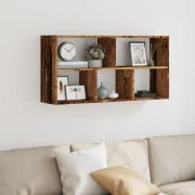 Kinston Wooden Wall Shelf With 5 Shelves In Old Wood