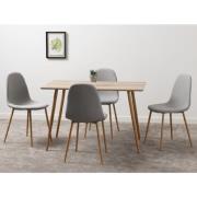 Bakerloo Oak Wooden Dining Table With 4 Grey Chairs