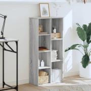 Ames Wooden Bookcase With 7 Compartment In Grey Sonoma