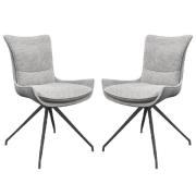 Auxvasse Grey Fabric Swivel Dining Chairs In Pair