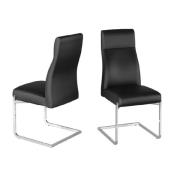 Dallas Black Leather Dining Chairs With Chrome legs In Pair