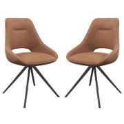 Caldwell Tan Leather Swivel Dining Chairs In Pair