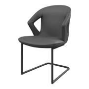 Kahului Leather Dining Chair With Black Legs In Grey