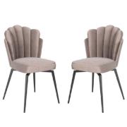 Fairbanks Mink Fabric Dining Chairs With Black Legs In Pair