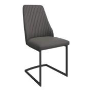 Ramona Leather Dining Chair With Black Legs In Dark Grey