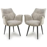 Banff Toffee Fabric Dining Chairs With Black Legs In Pair