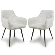 Davidson White Fabric Dining Chairs With Black Legs In Pair