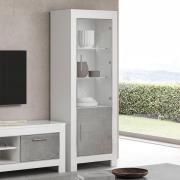 Lorenz Right Hand Gloss Display Cabinet In Grey White And LED